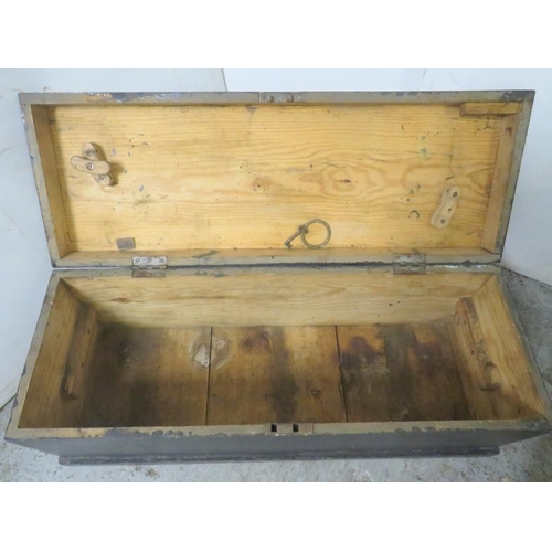 297 - Black Painted Tool Chest/Trunk approx. 33cm H x 33cm D x 90cm L (A13)