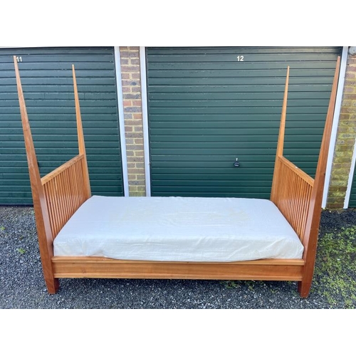 296 - Teak 4 Poster Single Bed approx. 101cm W x 204cm L