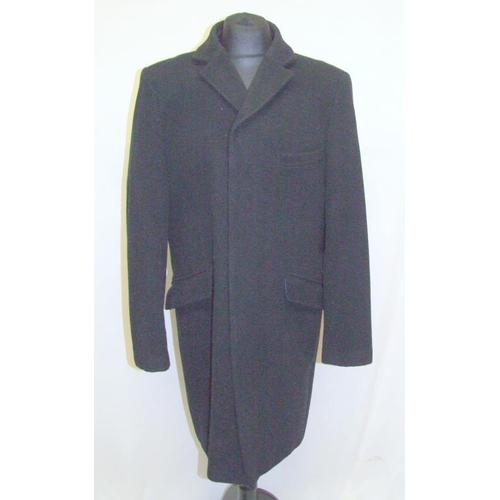 Mens Urban Spirit Collection Black Wool Mix Coat Size L