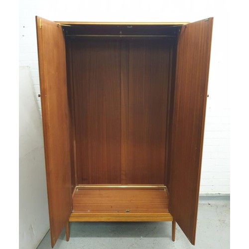 49 - 2 Door Teak Mid Century Design Olympic Wardrobe approx. 97cm W x 184cm H x 57cm D (A14)