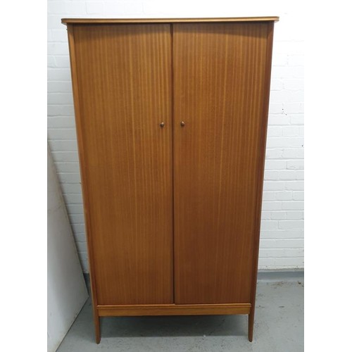 49 - 2 Door Teak Mid Century Design Olympic Wardrobe approx. 97cm W x 184cm H x 57cm D (A14)