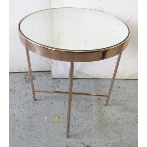 59 - Modern Rose Gold Effect Mirror Topped Side Table approx. 43cm dia. x 46cm H (A2)