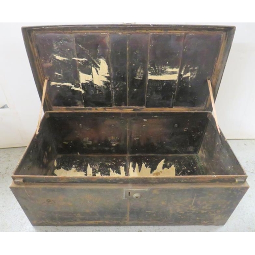 70 - Metal Trunk/Chest approx. 90.5cm x 35.5cm x 36cm & Black Painted Wooden Trunk approx. 91.5cm x 35cm ... 