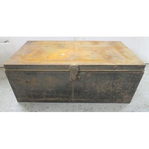 70 - Metal Trunk/Chest approx. 90.5cm x 35.5cm x 36cm & Black Painted Wooden Trunk approx. 91.5cm x 35cm ... 