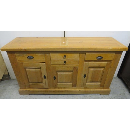 140 - Sideboard/Dresser Base 3 cupboard dummy doors, flanked by 2 drawers approx. 168cm W x 51cm D x 95cm ... 