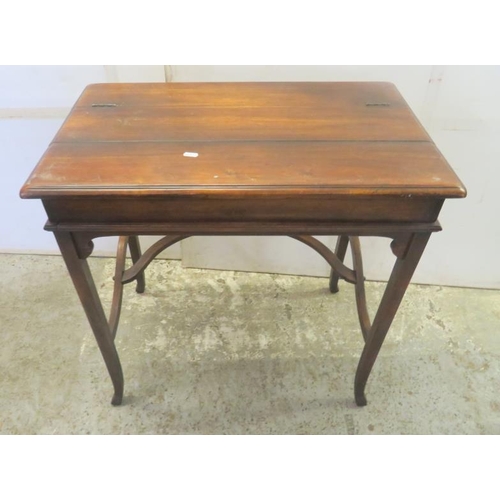 141 - Antique Mahogany Campaign Secretary Desk with automatic slide out brown leather inset top, letter ra... 