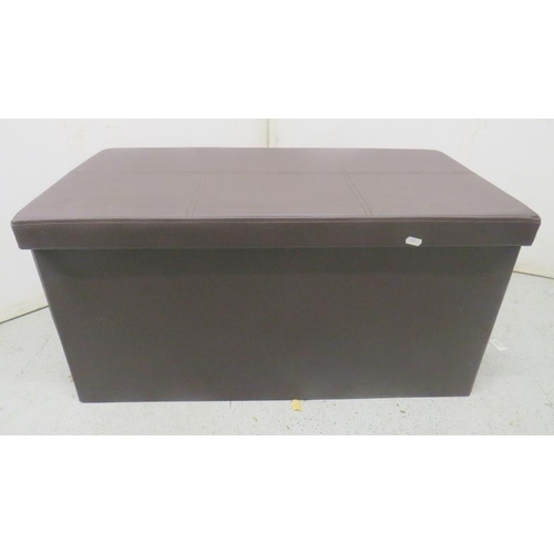 147 - Brown Leather 4 Division Ottoman/Trunk/Storage Chest approx. 80cm x 40cm x 41cm (A5)