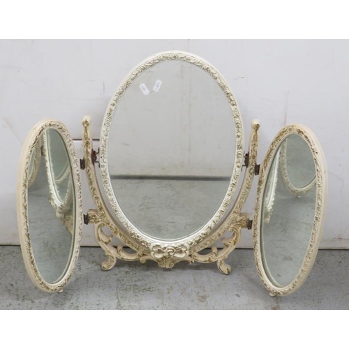 149 - White & Gilt Triple Dressing Table Cheval Style Mirror approx. 49cm x 31cm (A12)