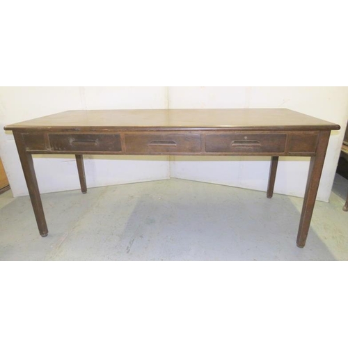 12 - Circa 1930's Library Table/Desk with 3 drawer front, approx. 75cm H x 182cm W x 83cm D (A6)