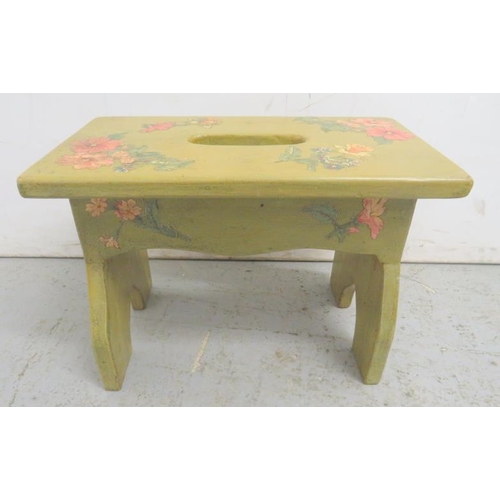 175 - Decoupage Green Painted Stool approx. 36cm x 20cm x 25.5cm H (A1)