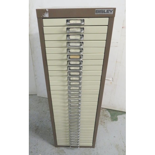 19 - Bisley Precision Office Equipment 30 drawer metal filing cabinet in brown & cream approx. 28cm W x 4... 