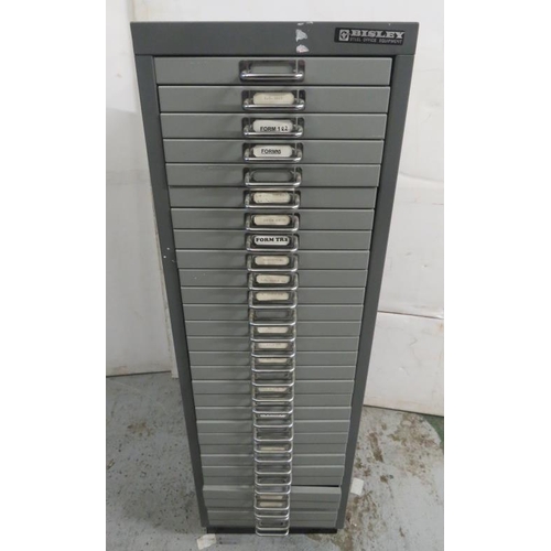 20 - Grey Metal Bisley Steel Office Equipment Filing Cabinet with 30 drawers approx. 94cm H x 41cm D x 28... 