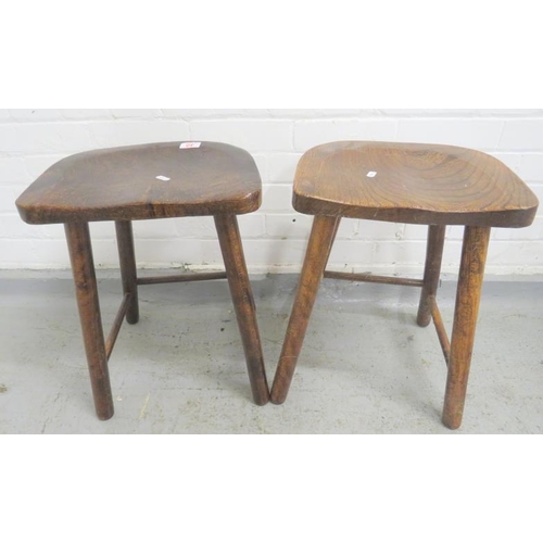 40 - 2 Semi Circular Seated Oak/Elm Stools approx. 50cm H x 36cm x 29cm (A1)