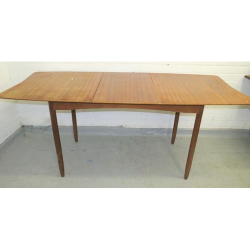 43 - Mid Century Design Style Shaped Teak Extending Dining Table on tubular supports approx. 135cm x 80cm... 