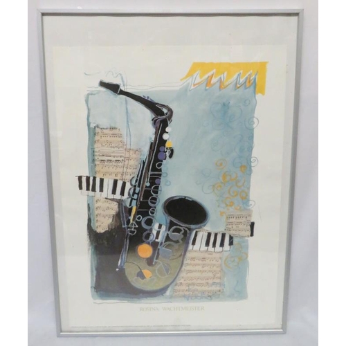 F/g Print Saxophone by Rosina Wachtmeister, 71cm x 51cm (LOBBY)