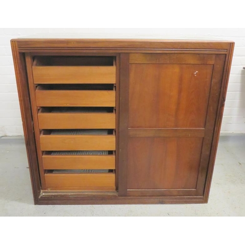 14 - Linen Press Cupboard with 6 drawers/slides to one side, shelving to other, sliding bi panelled doors... 