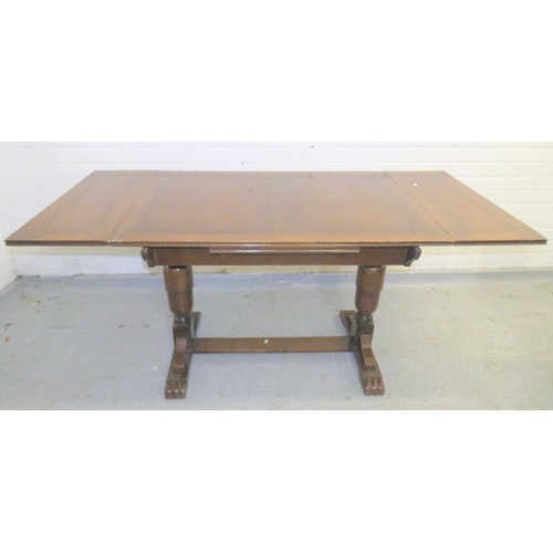 18 - Oak Draw Leaf Table, base measures approx. 91cm x 72cm x 72.5cm H, top section measures approx. 106c... 