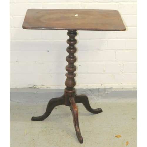 29 - Irish Georgian Tea/Side Tripod Table with bobbin turned central column, rectangular top approx. 53cm... 