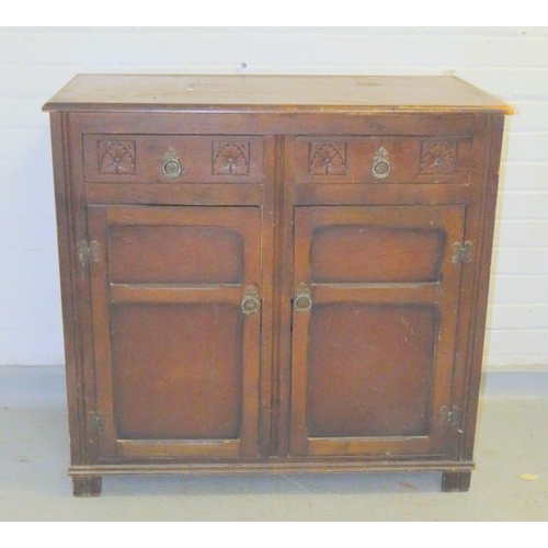 47 - Oak 2 Drawer 2 Cupboard Door Highboard/Sideboard/Side Cabinet with ring pull handles approx. 94cm W ... 