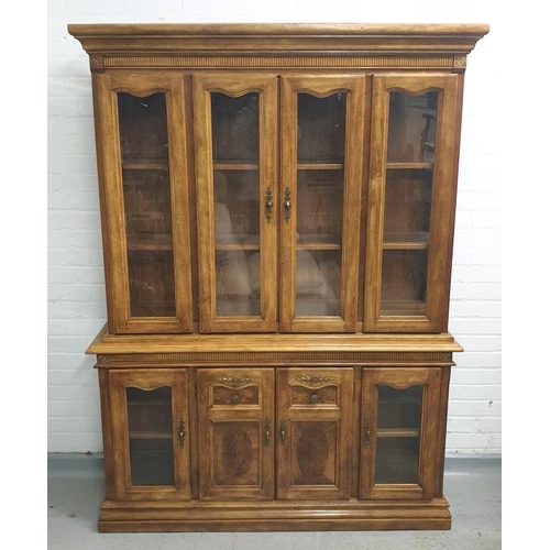 37 - 4 Door Display Cabinet/Glaze Bookcase, 4 glazed doors over 4 door base, approx. H194cm x D42cm x W 1... 