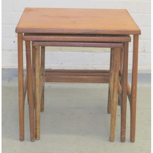 28 - Mid Century Design Teak Nest of 3 nesting tables approx. 48cm x 53cm x 52cm H mother table (A12)