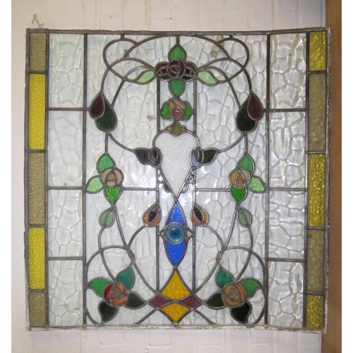 23 - Stained Glass Panel Decorated with flowerheads approx. 90cm x 90cm (FRONT WALL)