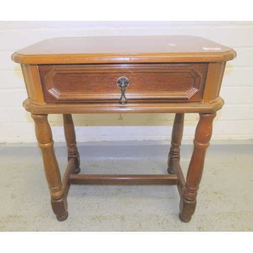 42 - Oak Single Drawer Side Table with tassel handle, baluster turned supports approx. 52cm W x 33cm D x ... 