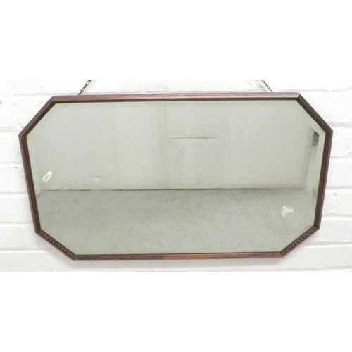 24 - Bevel Glass Oak Framed Wall Mirror with bead mouldings, canted corners approx. 72cm x 43cm (FRONT WA... 