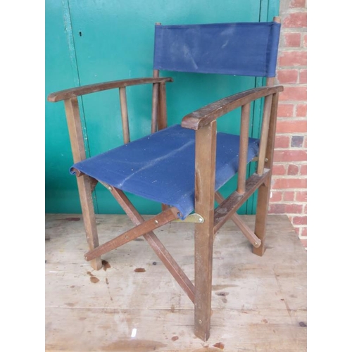 2188 - Teak Blue Seated Folding Garden Chair