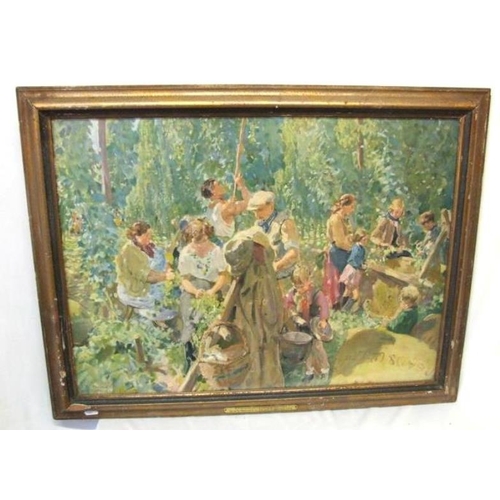 F/g Print 'Hop-Picking' on Whitbread's Hop Farm', after the original ...