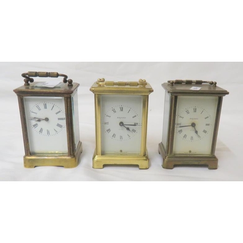 3 Mechanical Brass Cased Carriage Clocks, 2 x Bayard 8 Day French ...