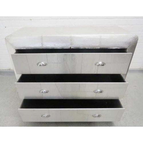 Metal Clad Chest of Drawers, 3 long drawers with cup handles approx ...