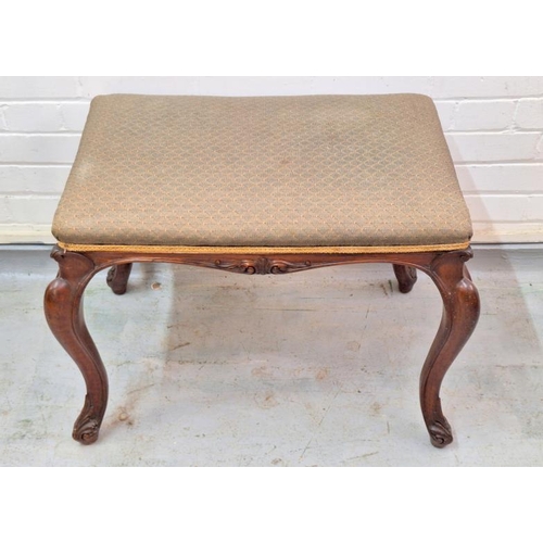 26 - Victorian Carved Mahogany Dressing Stool approx. 70cm W x 50cm H x 44cm D (A5)