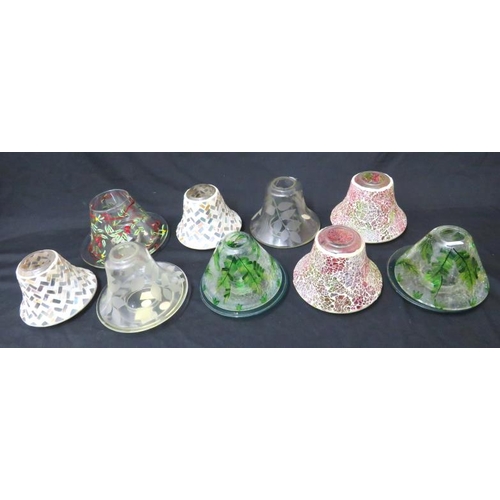 Yankee Candle Glass Shades, cream, pink, decorated with leaves etc.