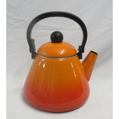 1782 - Volcano Orange Le Creuset Cone Kettle approx. 18cm H plus knop & handle