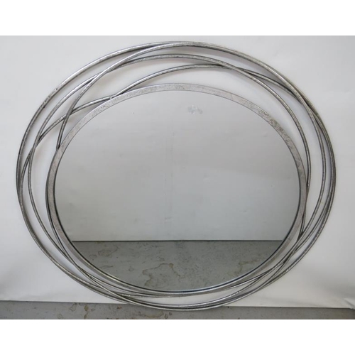 19 - Circular White Metal Framed Wall Mirror approx. 90cm dia.