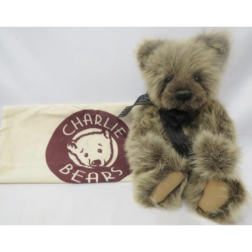 1523 - Charlie Bear CB 083776 Nathan approx. 27cm wearing black bow