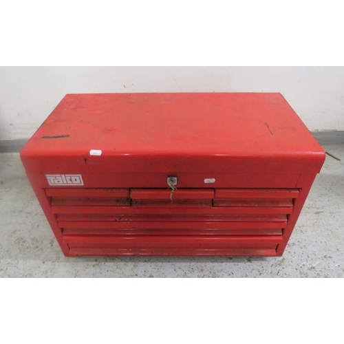 300 - Talco Red Metal Profession Tool Box/Storage Box/Trunk approx. 67cm W x 38cm H x 35cm D (A12)
