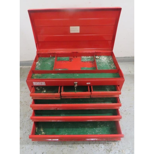300 - Talco Red Metal Profession Tool Box/Storage Box/Trunk approx. 67cm W x 38cm H x 35cm D (A12)