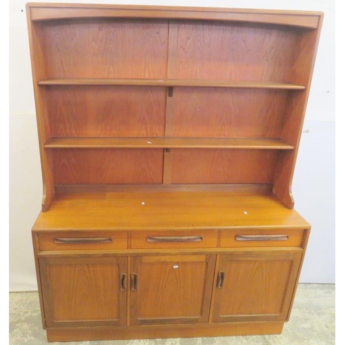 55 - Mid Century Design Teak G-Plan Dresser, 3 drawers above 3 cupboard doors with plate rack over approx... 