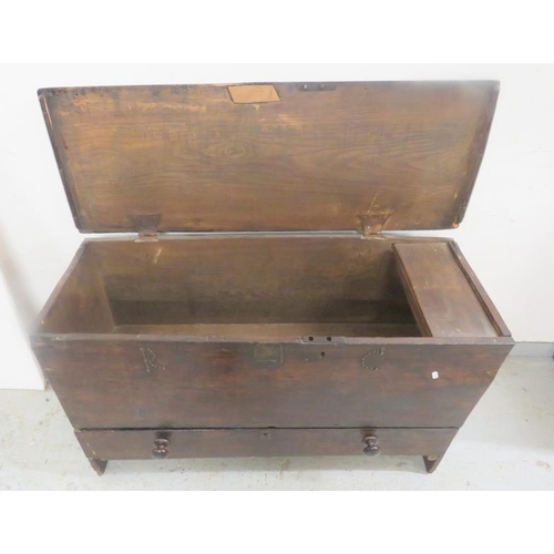 60 - Antique Oak Blanket Box/Mule Chest with lift up lid, drawer to base approx. 109cm x 40cm x 66cm H (A... 