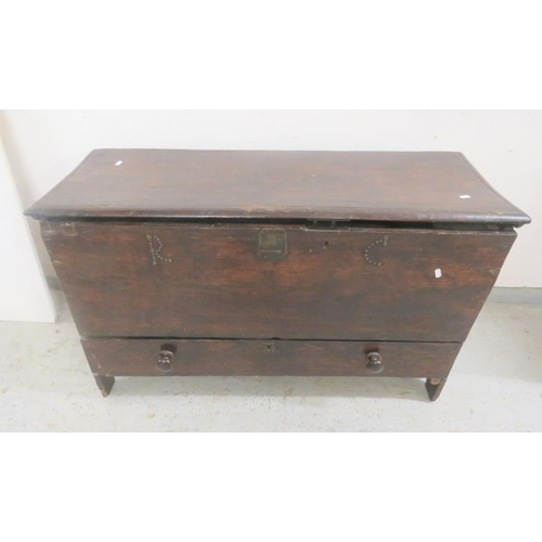 60 - Antique Oak Blanket Box/Mule Chest with lift up lid, drawer to base approx. 109cm x 40cm x 66cm H (A... 