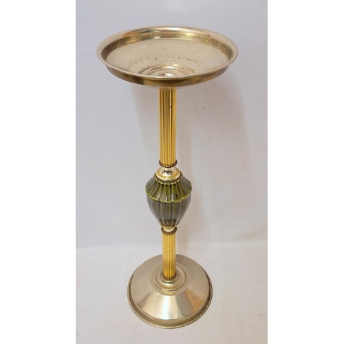 66 - Ashtray On Stand/Candle Holder approx. 51cm H with green ceramic centre (A3)