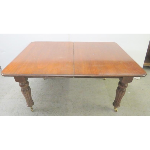85 - Victorian Extending Mahogany Dining Table on fluted & turned supports, brass castors approx. 110cm W... 