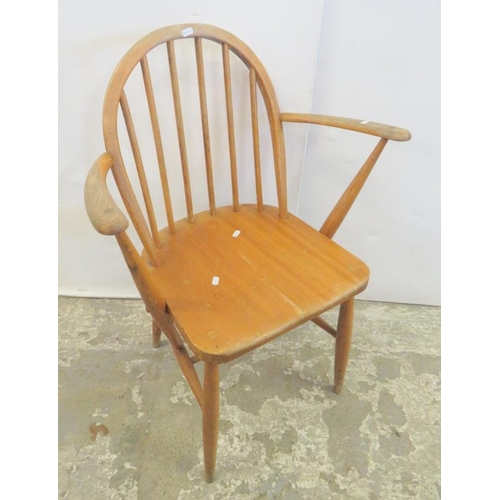 93 - Hoop Back Beech Carver Kitchen Chair