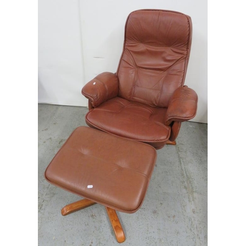 12 - Daneway Brown Leather PVC Swivel/Recliner Chair approx. W83cm x D75cm x H100cm & Brown Leather PVC T... 