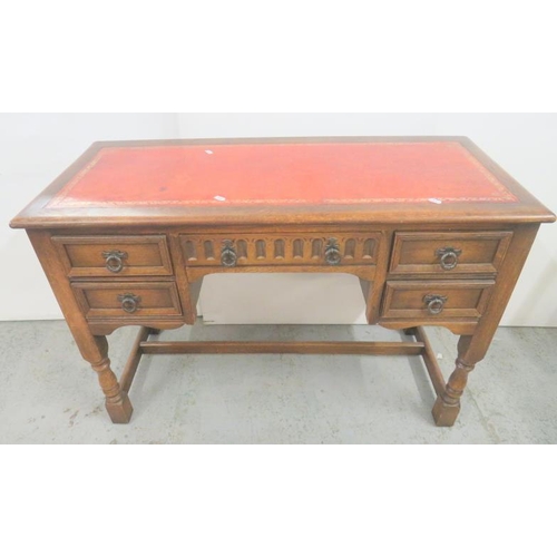 32 - Jaycee/Old Charm Style Oak Writing Table/Desk with single drawer to centre, 2 drawers to either side... 