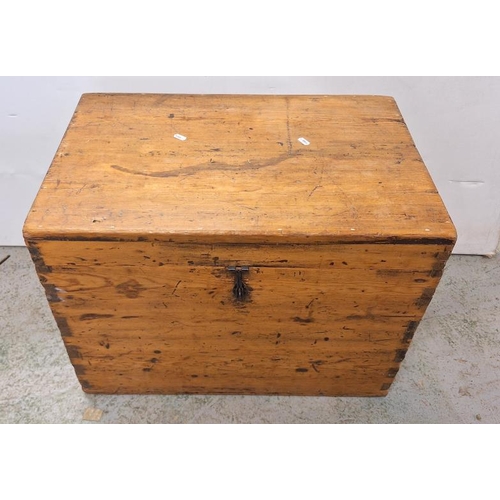 22 - Antique Pine Chest/Trunk/Toy Box/Storage Box/Coffee Table approx. 65cm x 43cm x 47cm H (A10)