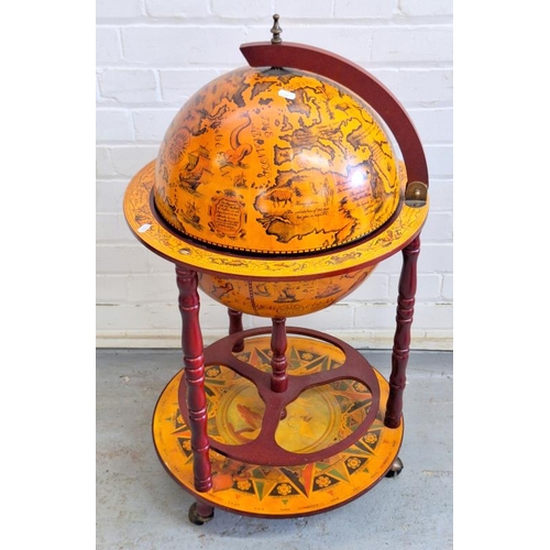 6 - Cocktail Cabinet in the form of a globe of the world with wine rack to base approx. 52cm dia. x 95cm... 