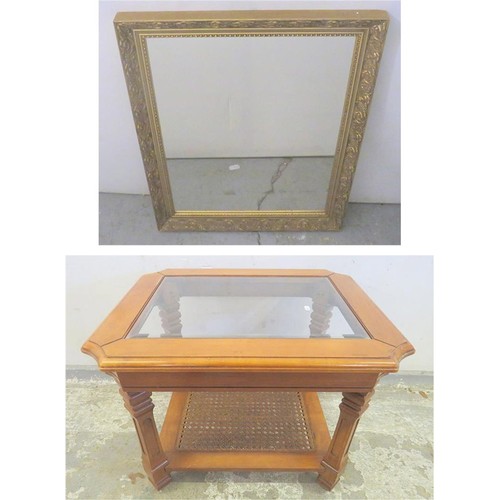 81 - Gilt Rectangular Wall Mirror approx. 50cm x 63.5cm & Glass Topped Occasional Side/Lamp Table approx.... 